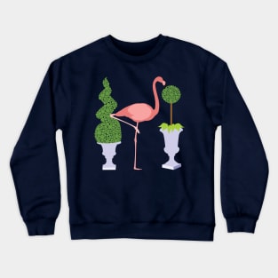 Pink Flamingo and Topiary Garden Crewneck Sweatshirt